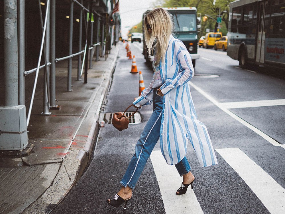 Charlotte Groeneveld Thefashionguitar for Moda Operandi wearing Attico crystal embellished mules