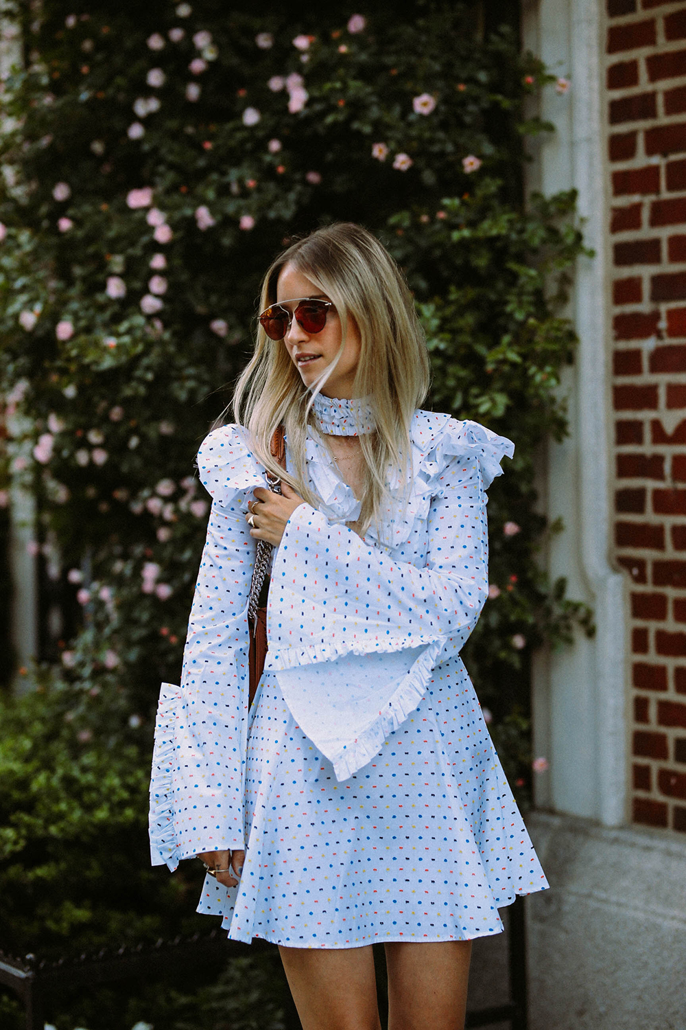 Charlotte Groeneveld from Thefashionguitar wearing Caroline Constas dress and Dior Soreal Pop sunglasses