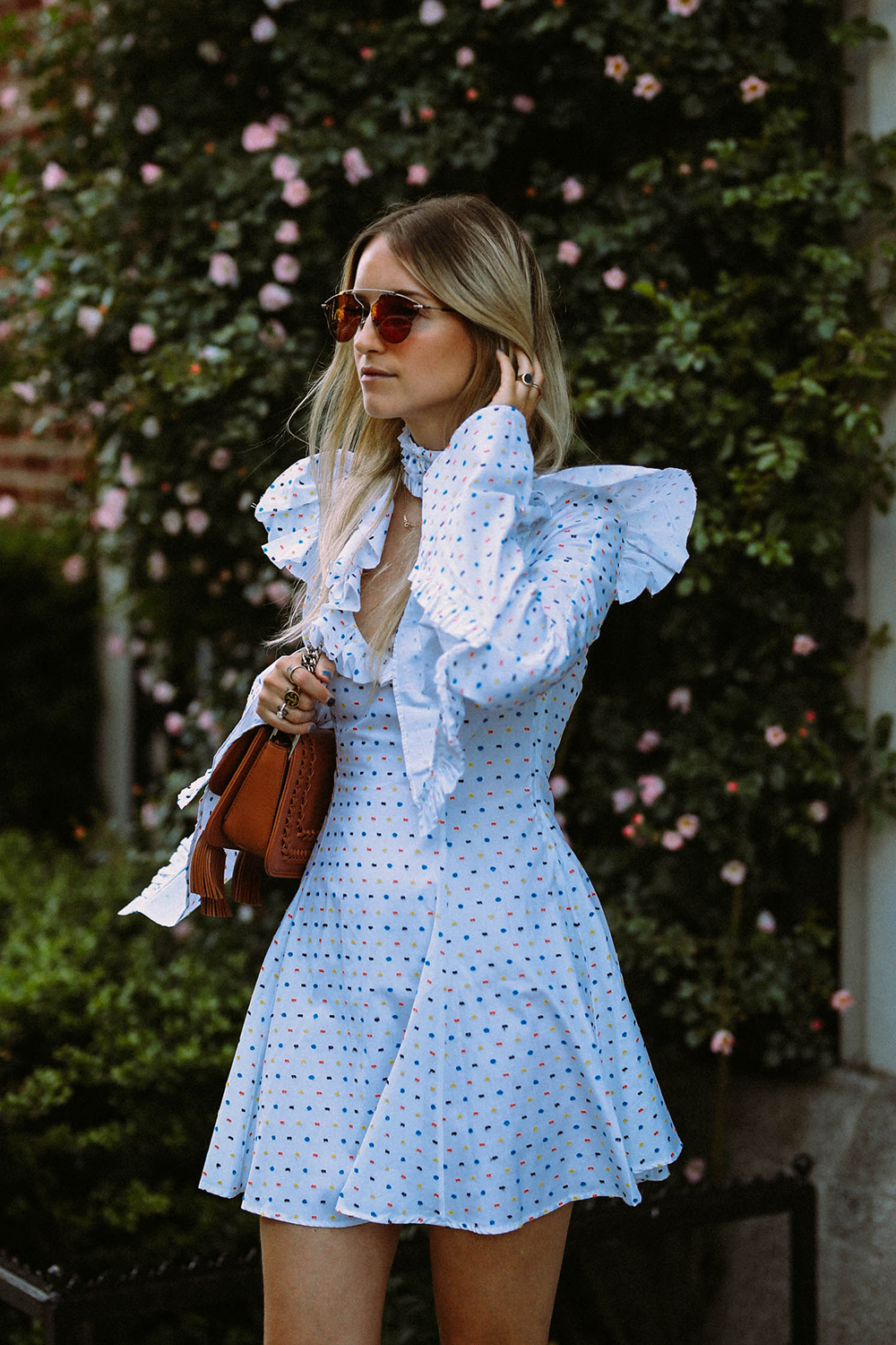 Charlotte Groeneveld from Thefashionguitar wearing Caroline Constas dress and Dior Soreal Pop sunglasses