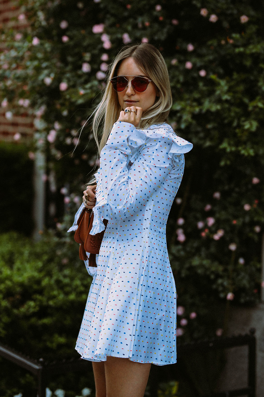 Charlotte Groeneveld from Thefashionguitar wearing Caroline Constas dress and Dior Soreal Pop sunglasses