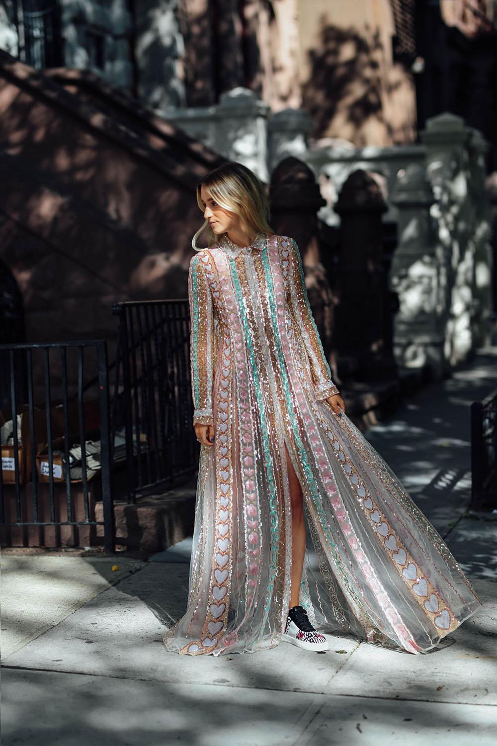 Thefashionguitar Charlotte Groeneveld wearing Valentino Pre-Fall 2017 dress and sneakers