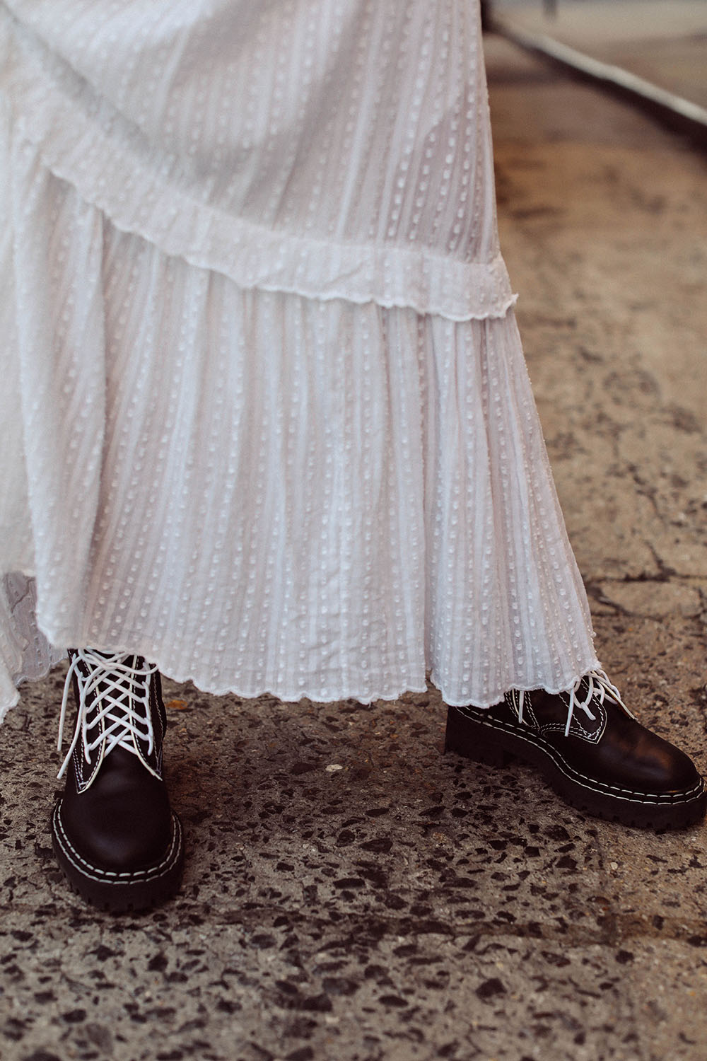 Summer-white and Proenza Schouler combat boots by Charlotte Groeneveld Thefashionguitar