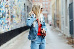 Denim-and-red